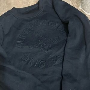 Aeropostale Black Crewneck Sweater with Embossed Design